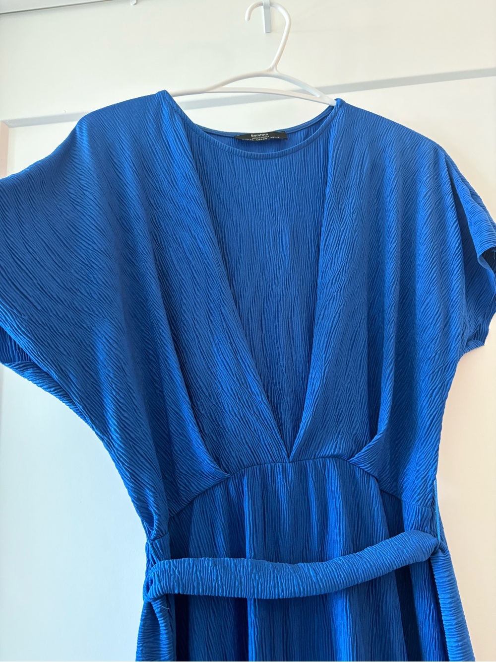 Bershka Vibrant Blue Textured Crewneck Dress - Picture 2 of 4